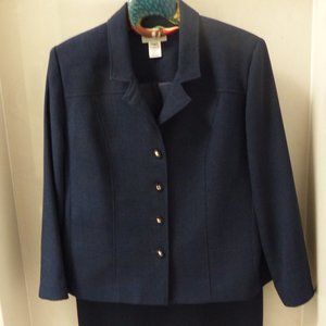 HENRY LEE  NAVY / DARK BLUE SKIRT SUIT SZ 14 EXCELLENT CONDITION
